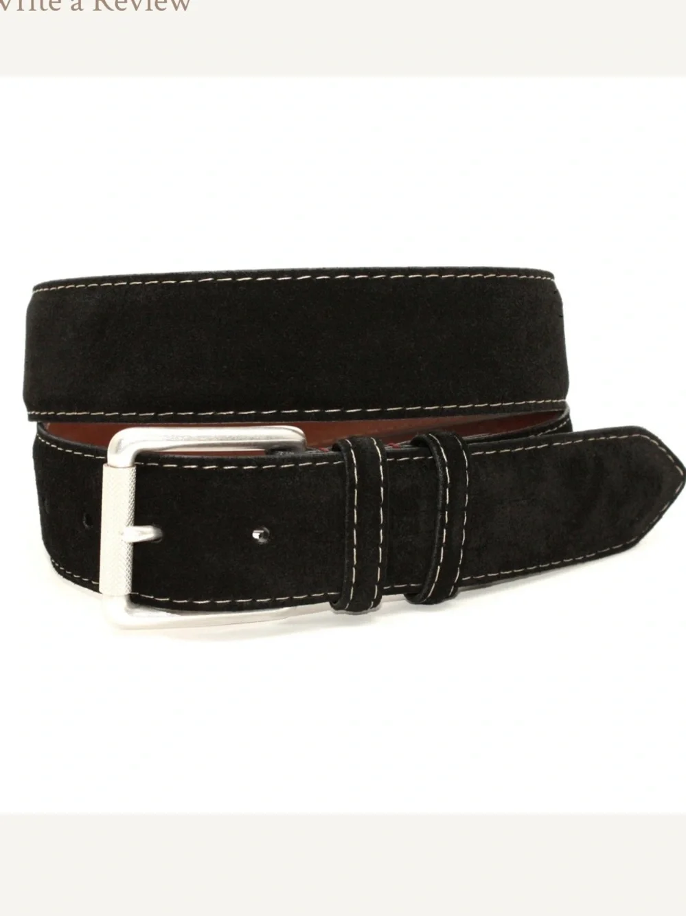 Torino Leather - European Sueded Calfskin Belt - Black. Size 40. 54010